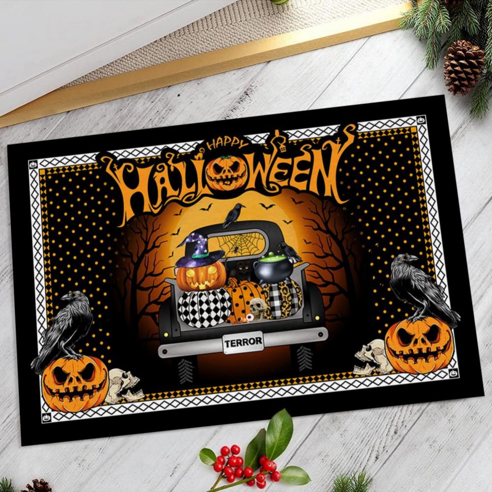Halloween Door Mat Outdoor Trick or Treat Doormat Non Slip Funny Rug Pumpkin Holiday Decorative Entrance Mat for Halloween Indoor Outdoor Decoration, 15.7x23.6"