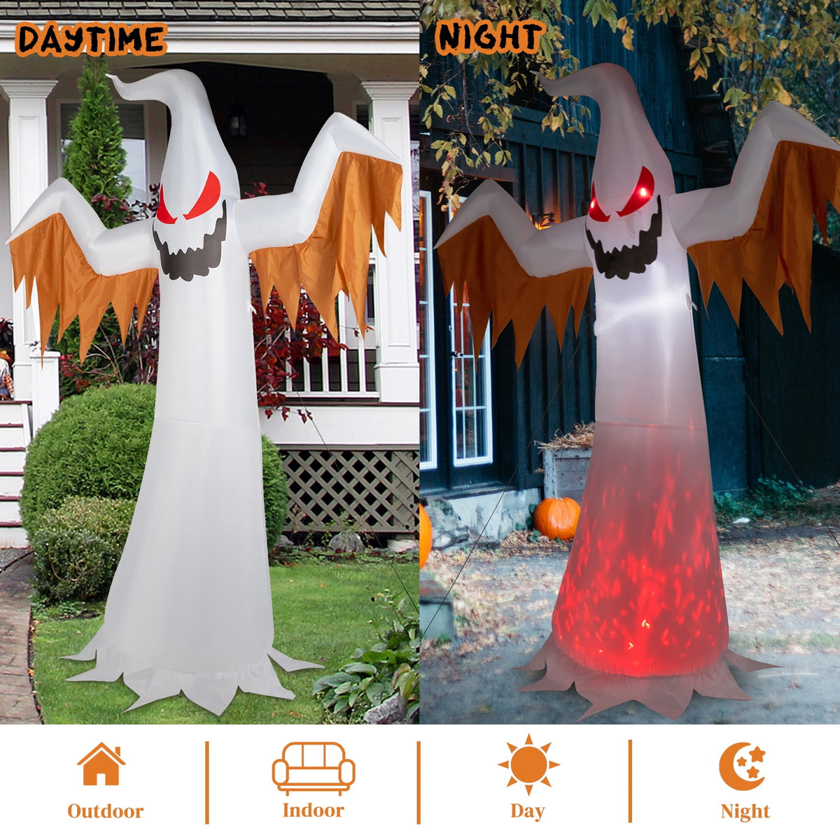 UBesGoo Inflatable Halloween Decoration 12 FT Giant Ghost for Halloween Party Outdoor, Yard, Garden, Lawn Decorations