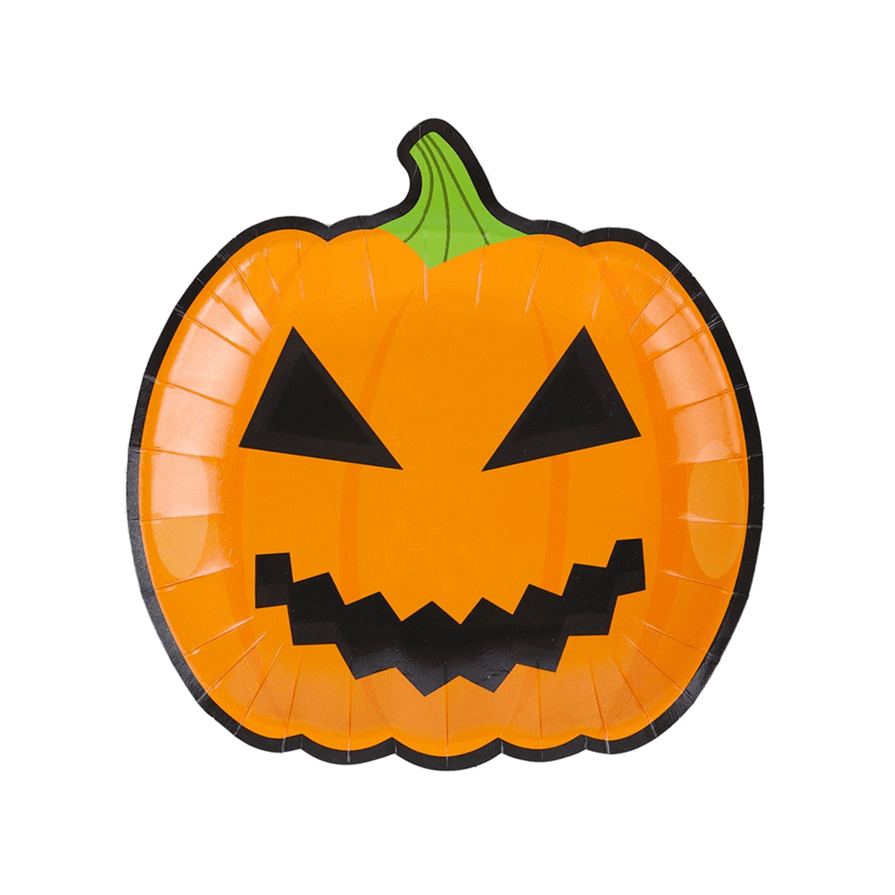 25Pcs Halloween Pumpkin Plates, Disposable Paper Dessert Plates Tableware Party Supplies for Halloween Party Decorations