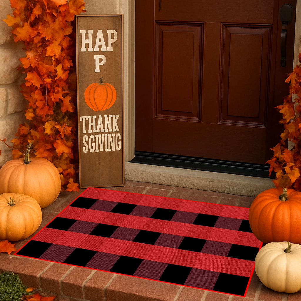 Clearance Hotyverty Halloween Front Door Mat Anti-Slip Super Absorbent Waterproof Stain Resistant Leaf 19x4x4in Indoor Front Entryway Porch Floor Decor, Halloween Gift for Family Holiday Lovers