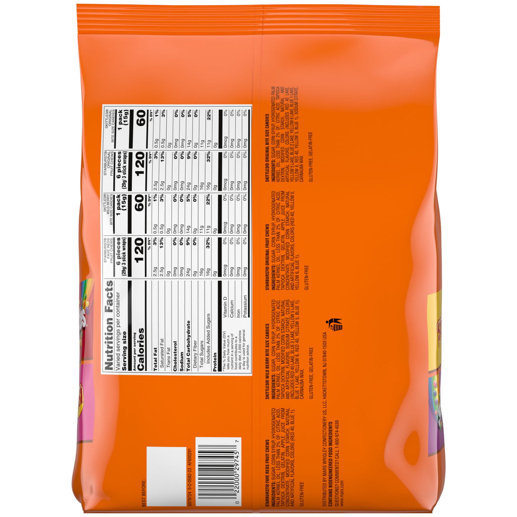 Skittles & Starburst Fun Size Chewy Halloween Candy Variety Pack, 20 Ct Bulk Bag