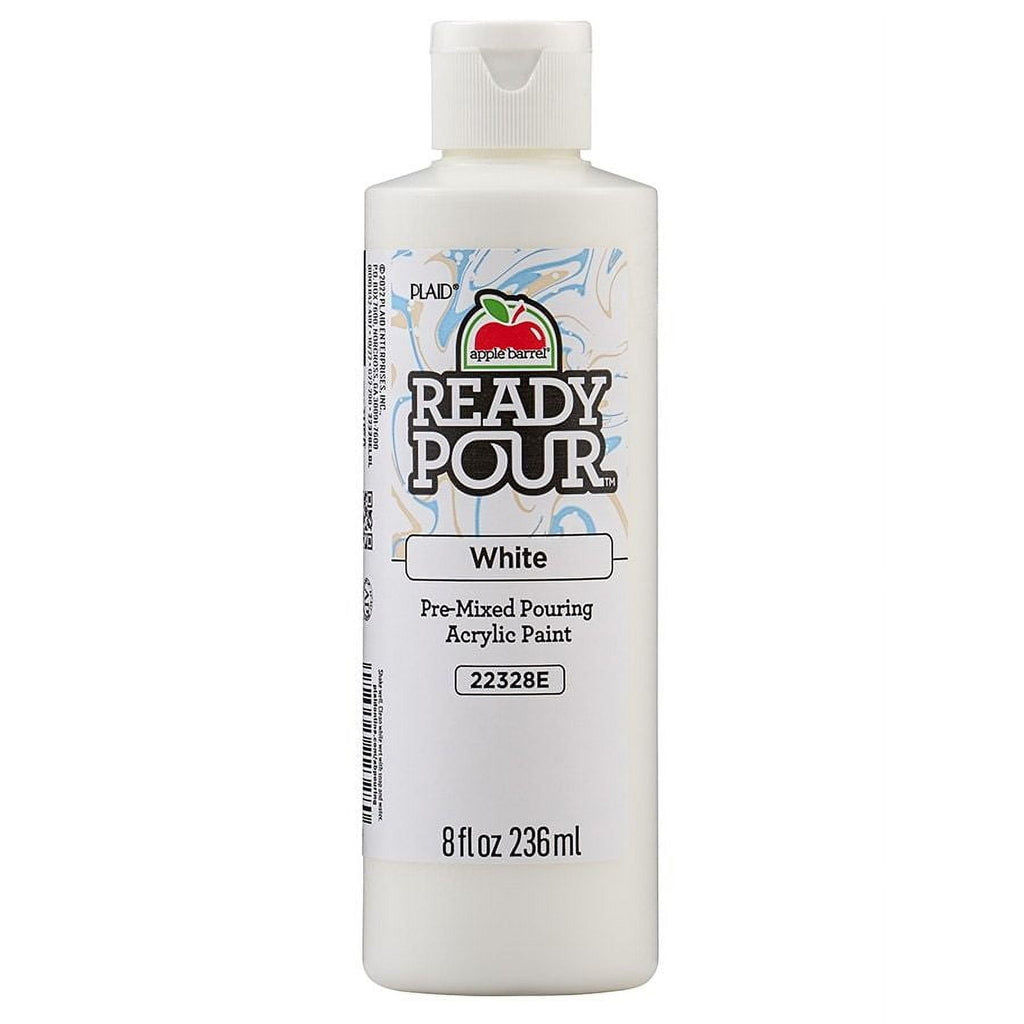 Apple Barrel Ready Pour Pre-Mixed Pouring Acrylic Craft Paint, White, 8 fl oz