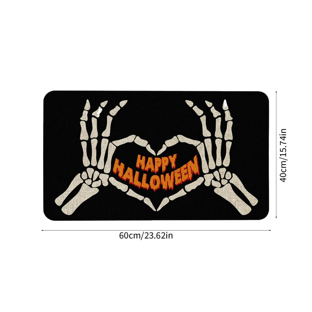 Orange Plaid Fall Outdoor Mat, Hand-Woven Porch Rug for Thanksgiving Halloween Door Decor