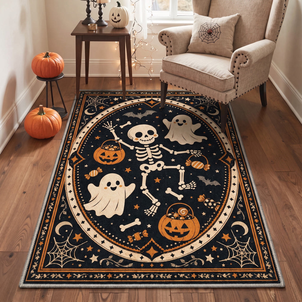 GENIMO 2'x7' Halloween Runner Rug, Washable Non Slip Soft Vintage Witch Indoor Outdoor Hallway Runner for Porch Patio Kitchen Entryway, Retro Sepia