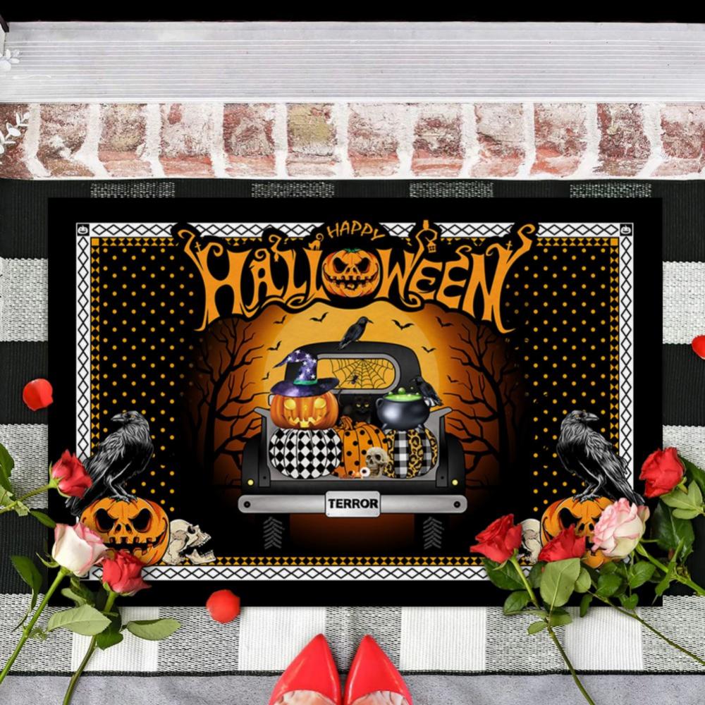 Halloween Door Mat Outdoor Trick or Treat Doormat Non Slip Funny Rug Pumpkin Holiday Decorative Entrance Mat for Halloween Indoor Outdoor Decoration, 15.7x23.6"