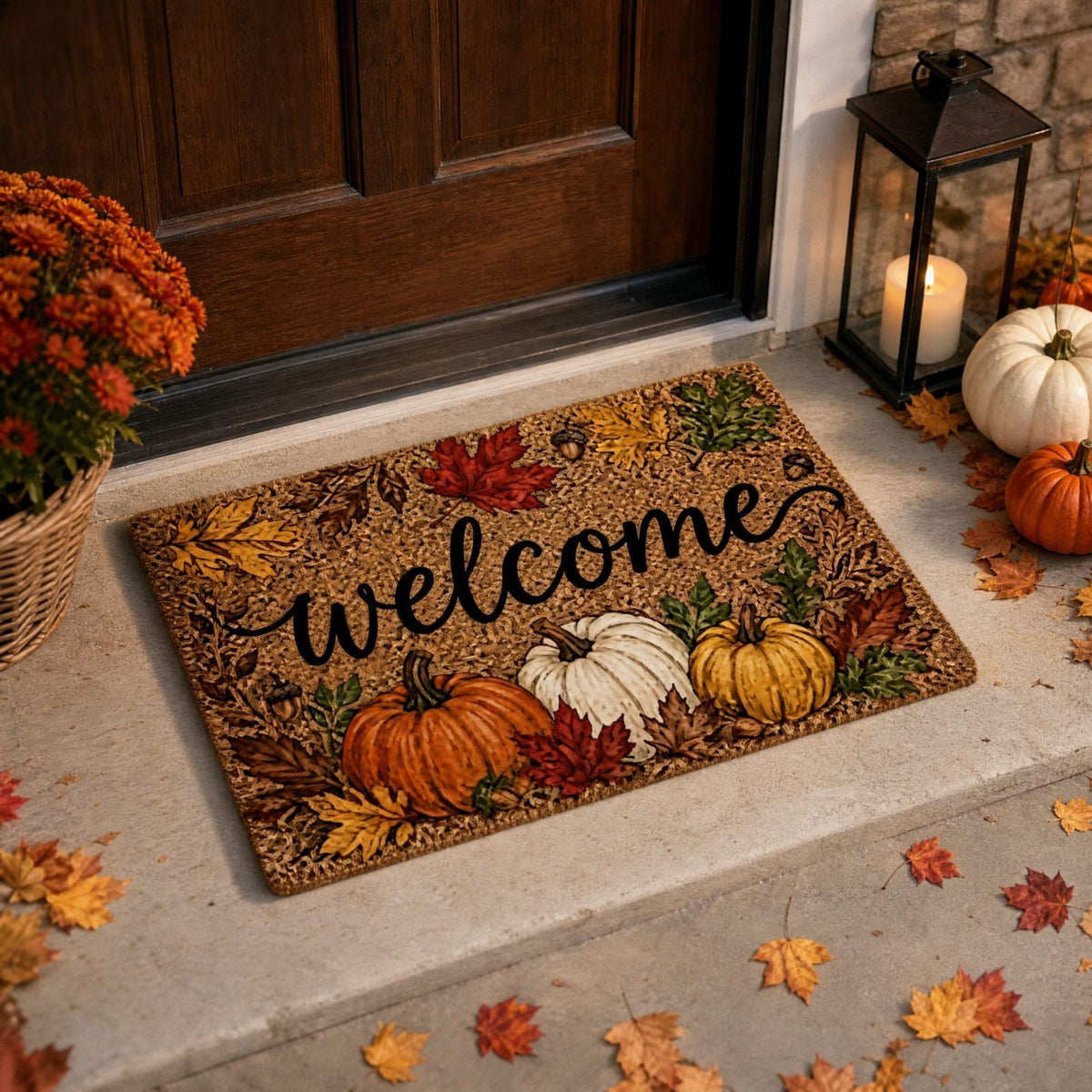 Autumn Door Mat for Entryway, 16x24 Inch, Fall-Themed Floor Doormat for Home Decor, Non-Slip Rug Mat for Living Room, Kitchen, Bedroom, Gifts for Fall Lovers (E)