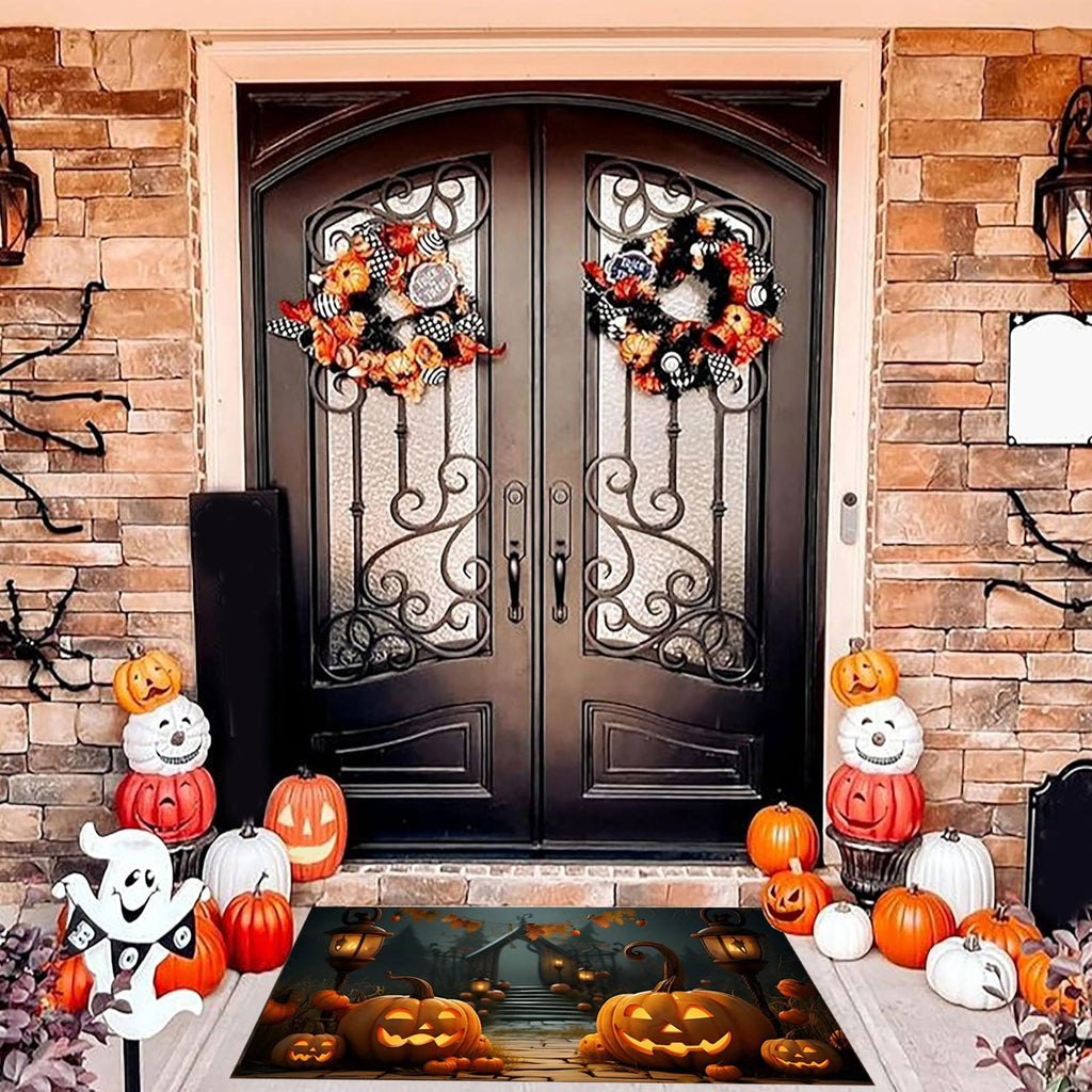 Vggrvlo Under5 Halloween Kitchen Rugs Mats for Floor Non Slip Extra Thick Chenille Door Mat Machine Washable Bath Mats Halloween Decorations