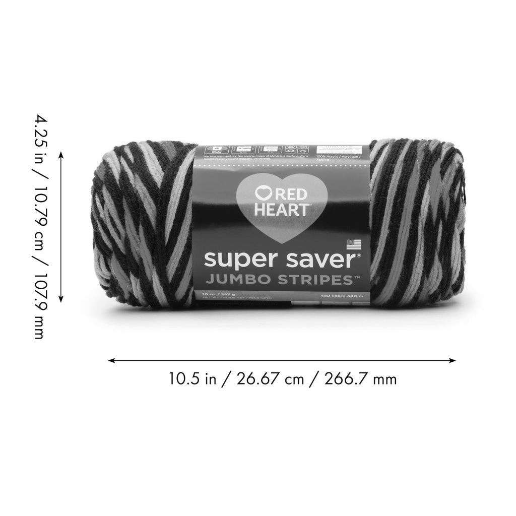 Red Heart Super Saver Jumbo #4 Medium Acrylic Yarn, Sutherland Stripe 10oz/283g, 482 Yards