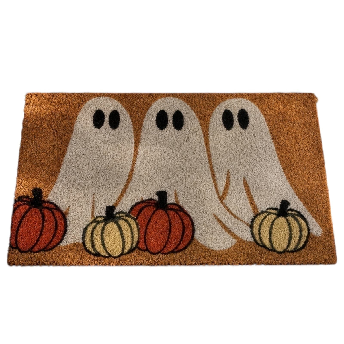 Miwamany Halloween Ghost and Pumpkin Doormat, Cute Fall Welcome Mat, Non-Slip Indoor Outdoor Floor Rug for Front Porch Entryway Holiday Decoration