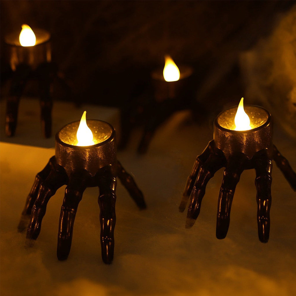 5pc Halloween Spooky Skeleton Hand Candle Flameless Candle Lamp Scary Spooky Candle Halloween Decoration Lights