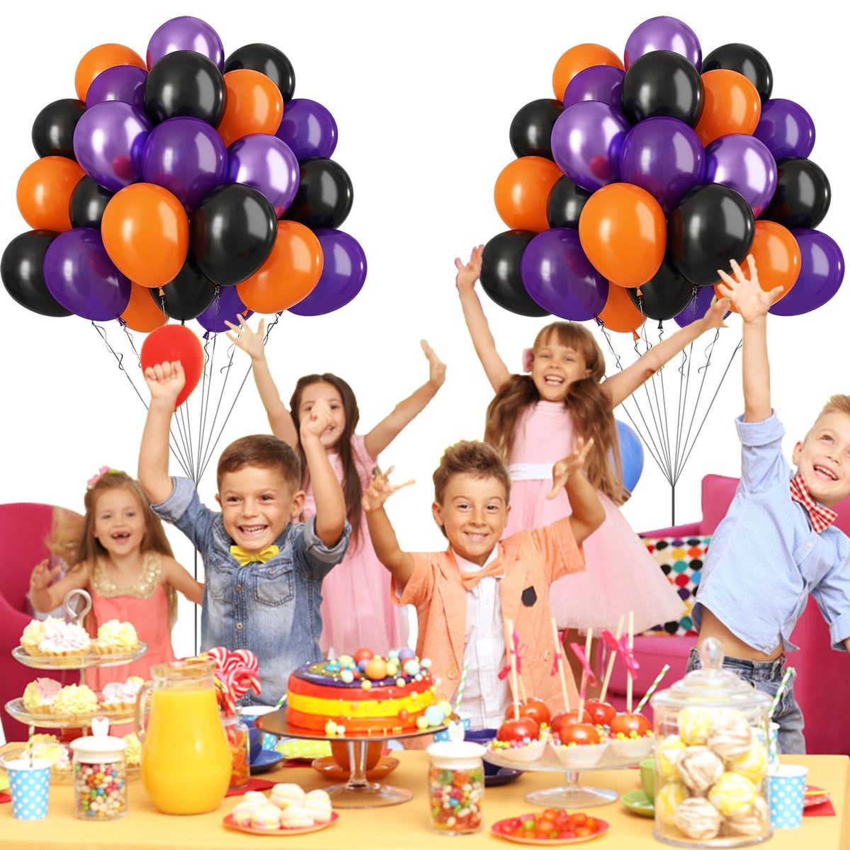 Latex Balloons, Party Decorations, 30pcs Black Orange Confetti Balloons for Halloween Birthday Celebration, Durable Odorless Safe for Kids