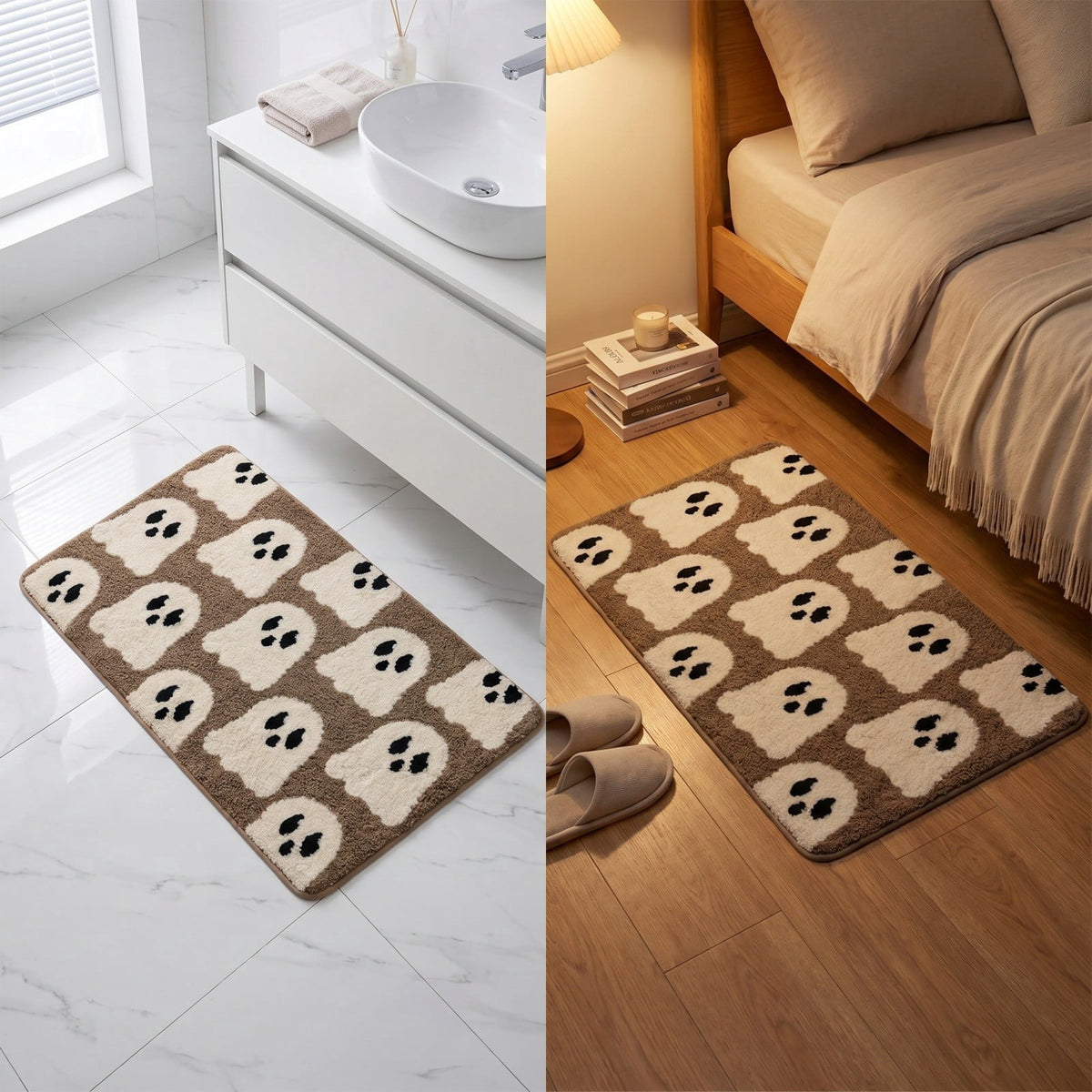 Halloween Home Decor,Halloween Decorations Indoor,Halloween Doormat Outdoor Welcome Mat Ghost Pattern Non-Slip Doormat Indoor Kitchen Mat Unique Design Decorative Mat(B 2.6*1.6FT)