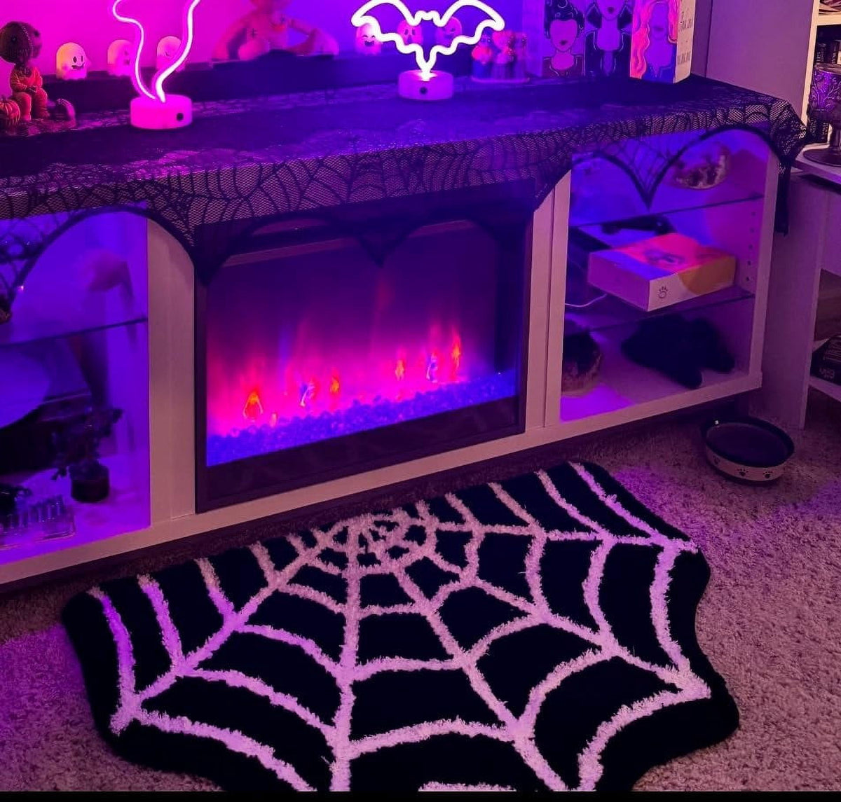 Halloween Spider Web Bath Mat,Bath Mat Non-Slip Rugs Spiderweb Rug Machine Washable Goth Bath Mat Area Rugs Gothic Rug for Front Door, Bedroom,Living Home