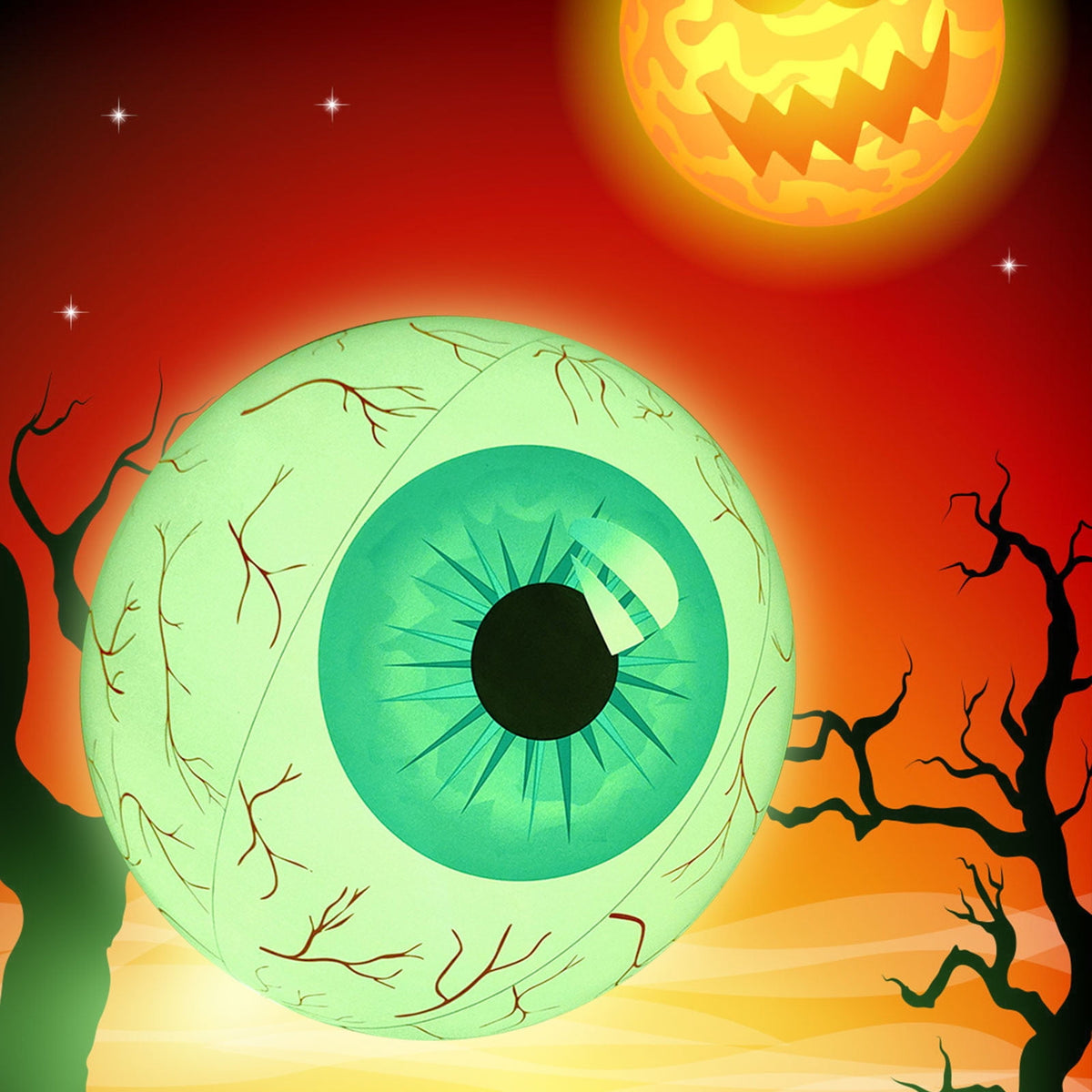 XEOVHV Halloween Glow Eye Ball Huge in The Dark Eyeball Halloween Fake Glow Spooky Eyes for Window Wall Door Garden Lawn Stage Prop Yard Hanging Supplies - C