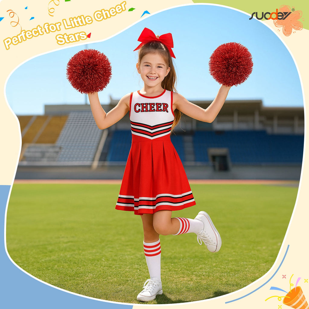 SUOSDEY Girls Cheerleader Costume Outfit Set,Kids Sleeveless Cheerleading Uniform for Party Birthday Halloween