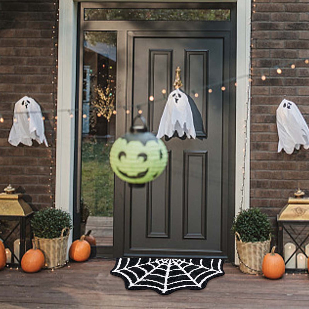 Harliver Spider Web Gothic Cute Fun Halloween Floor Mat, Non Slip Washable Welcome Door Mat, Fall Thanksgiving Rugs for Indoor Outdoor Entrance Home Bathroom Living Room Decor (Black)