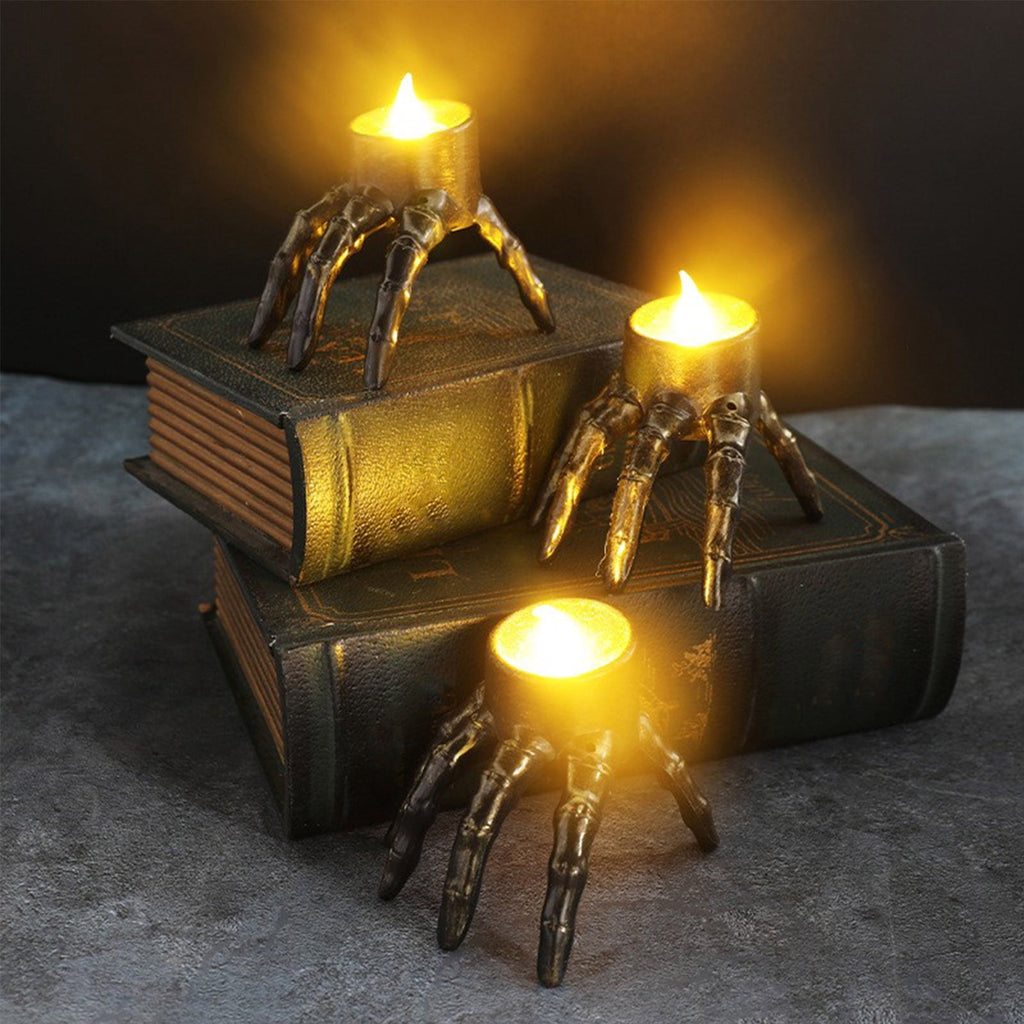 Qocolcyl 2 Pack Halloween Skeleton Lights Decorations, Halloween Candles Lamp Decoration Ornament Indoor Outdoor, Halloween Scary Decor for Home Room Table Outside Yard Lawn Garden Party Supplies