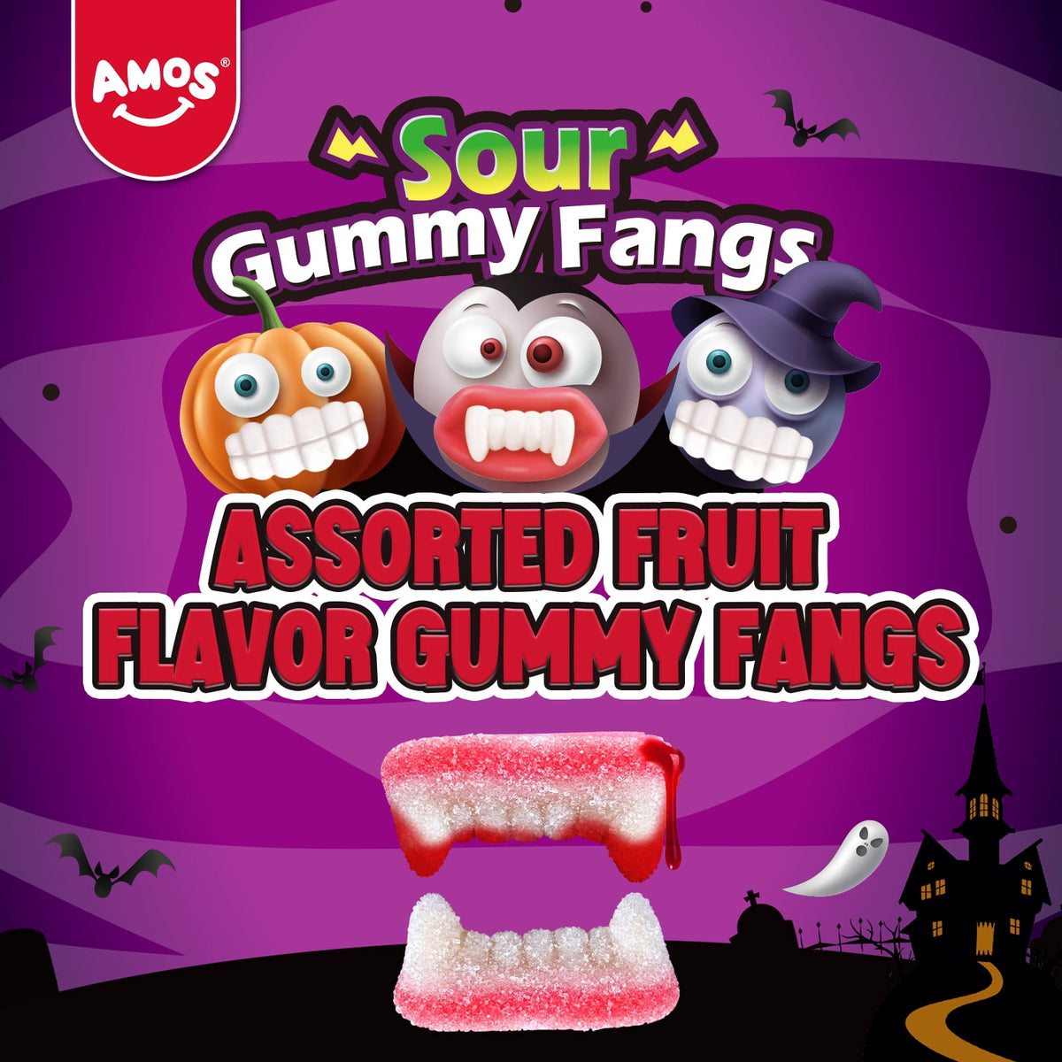 AMOS Cotton Candy Halloween Pizza, Eyeballs Candy for Party, Gluten-Free, 6 Count, 6.35 oz