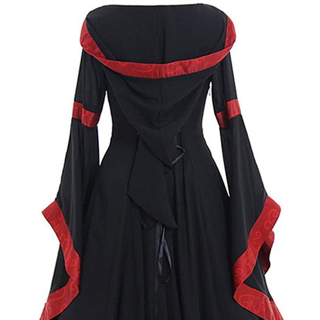 Babysbule Fall Womens Summer Dresses Fashion Women's Vintage Floor Length Gothic Cosplay Long Sleeve Bandage Dress