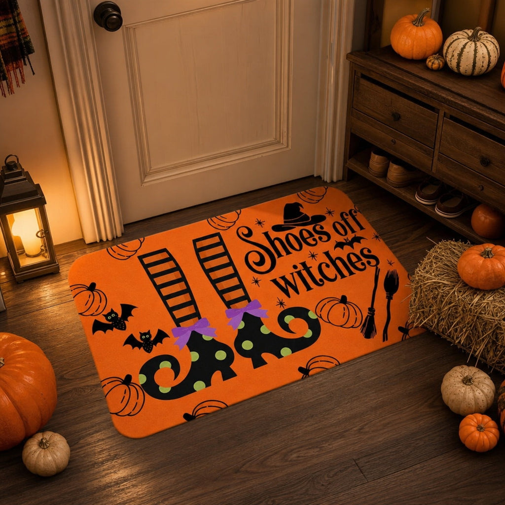Halloween Ghost Dog Door Mat, Outdoor Coir Entrance Mat for Porch, Spooky Decor for Home Outdoor Entryway Black