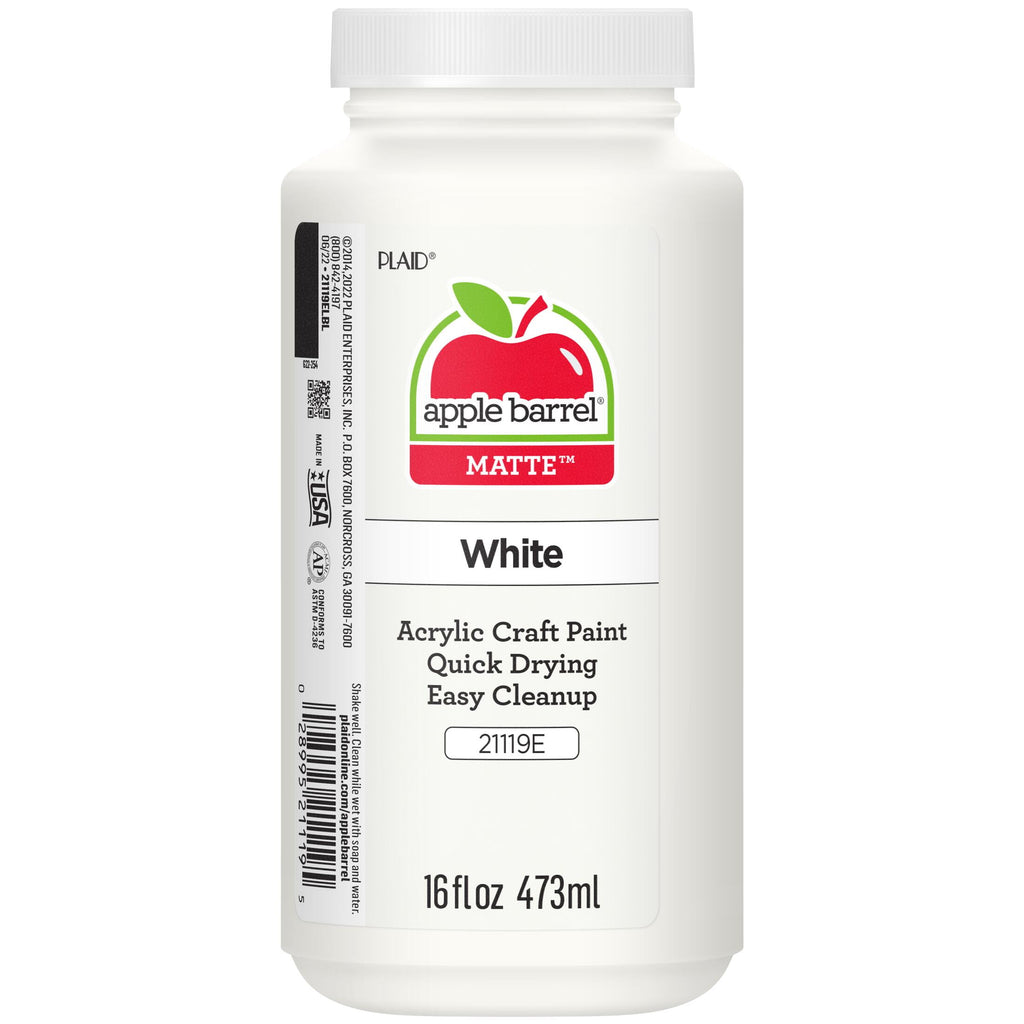 Apple Barrel Acrylic Craft Paint, Matte Finish, White, 16 fl oz.