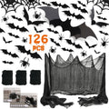 Ayieyill 126pcs Halloween Bat Stickers for Halloween Wall Decor and Window Clings, 3D Spider and Bat Decals for Indoor Halloween Decor