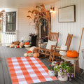 Fall Plaid Mat, 16*24" Autumn Front Door Decor Mat, Cotton Washable Hand-Woven Door Mat for Layered Doormat, Autumn Halloween Thanksgiving Carpet for Porch, Entryway