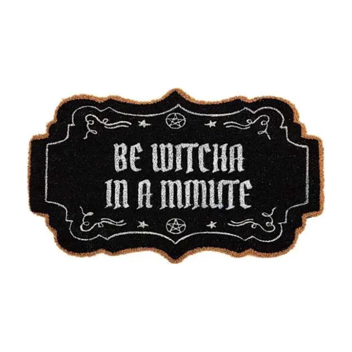 Be Witcha In A Minute Ornate Coir Doormat Halloween Decorations, Weather Resistant Non Slip Mat for Front Porch Witch Gothic Home Decor