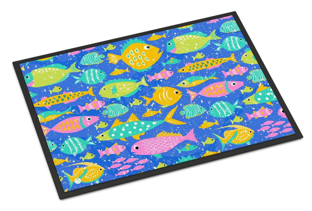 Carolines Treasures VHA3034MAT Little Colorful Fishes Door Mat Indoor Rug or Outdoor Welcome Mat 18x27 Doormat 27"L x
