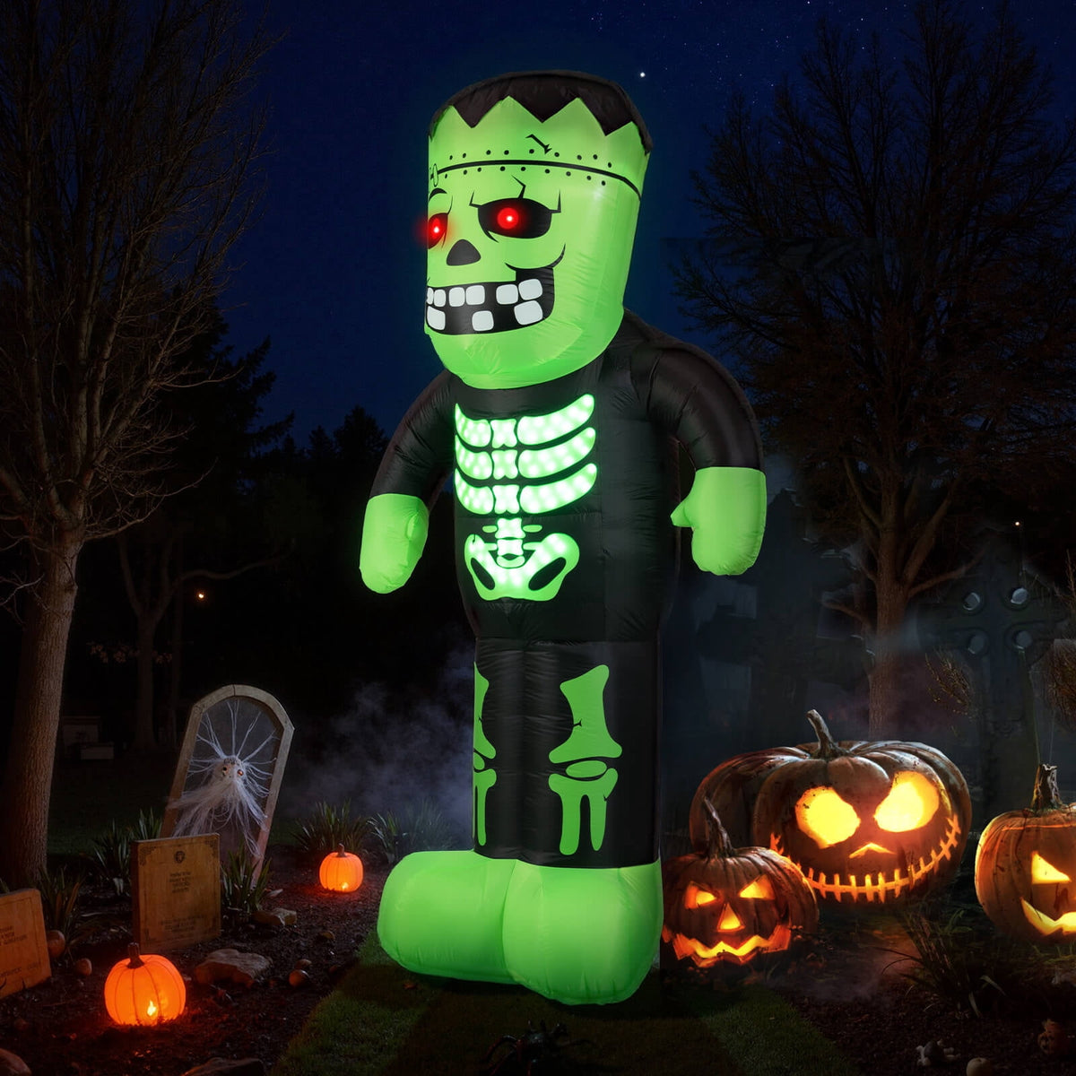Costway 8.4 Ft Tall Halloween Inflatable Decoration LED-lit Inflatable Green Zombie