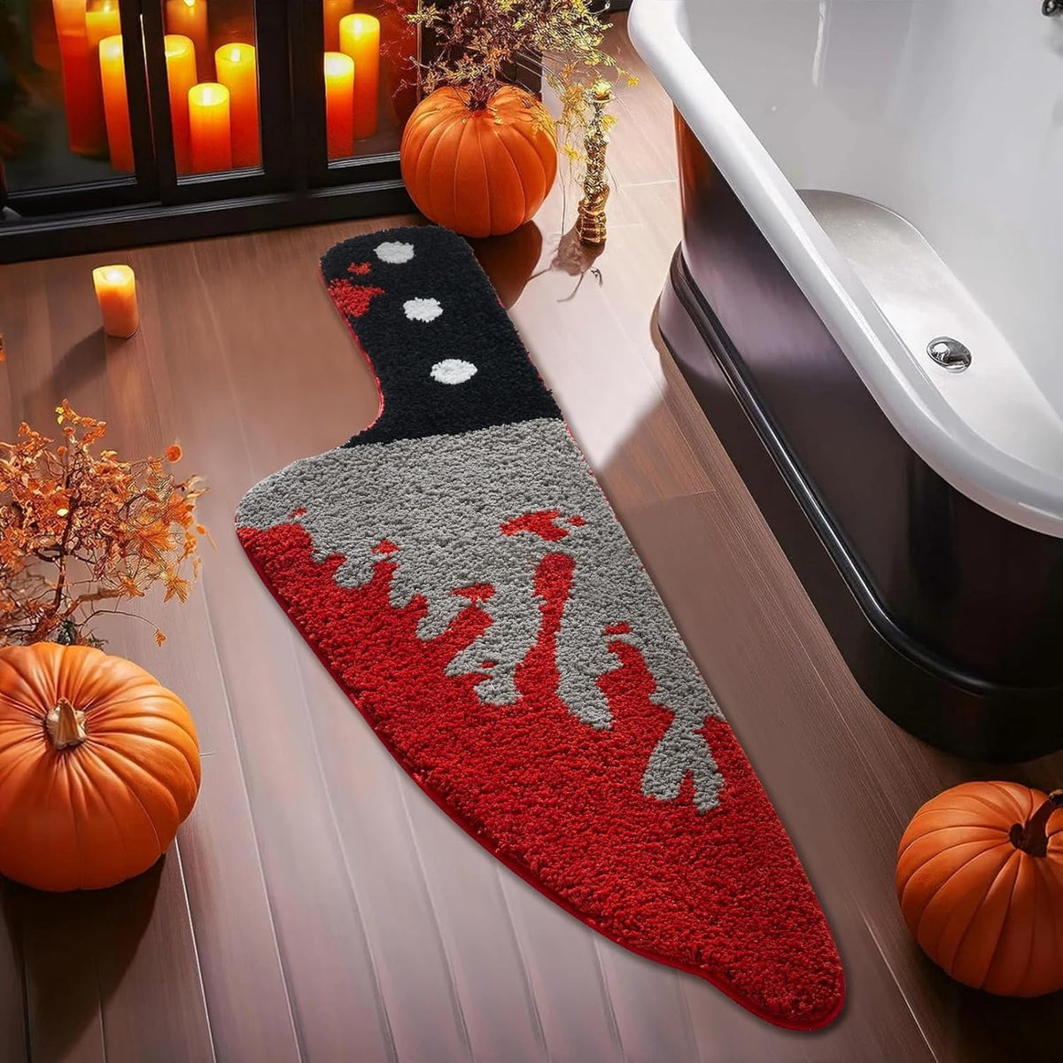 DAMAI Halloween Knife Throw Rug,15"W x 47"L Horror Movie Gothic Area Rubber Rugs Non Slip Machine Washable,Halloween Home Decorative Carpet for Kitchen Bathroom Bedroom Indoor Doormat