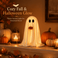 Diceymbol Halloween Decorations and Fall Decor, Halloween Venue Decoration Ghost Props LED Illuminated Ghost Decorations for Tabletop, Mantel, Shelf Indoor Outdoor 9.05 inch