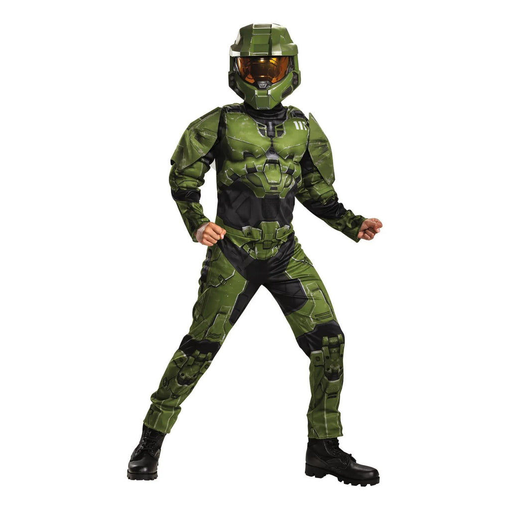 Disguise Boys' HALO Infinite Master Chief Muscle Padded Costume - Size 7-8