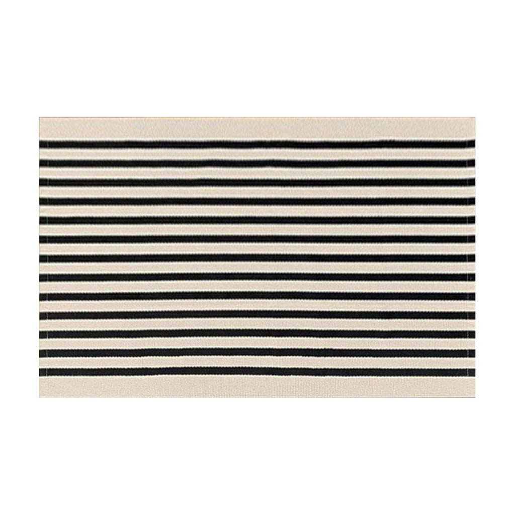Fall Front Door Mat 15"x24", Black and Khaki Striped Layered Door Mat Outdoor, Washable Farmhouse Front Porch Rug Halloween Thanksgiving Decorations, Cotton Hand Woven Entryway Rug