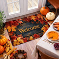 Fall Welcome Maple Leaves Decorative Doormat,Fall Pumpkins Maple Leafs Door mat Indoor Outdoor Entrance Floor Mat Non Slip Autumn Entry Mat for Thanksgiving Porch Front Door Decor 23.62*15.75in（A）