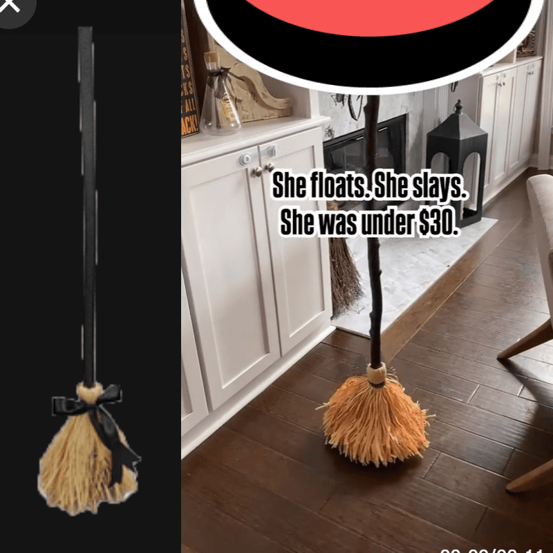 Floating Broom, Dancing Witch Broomstick with Motion Sensor Spooky Sounds, Moving Floating Broom Halloween Prop, Animated Witch's Broomstick for House Party Decorations