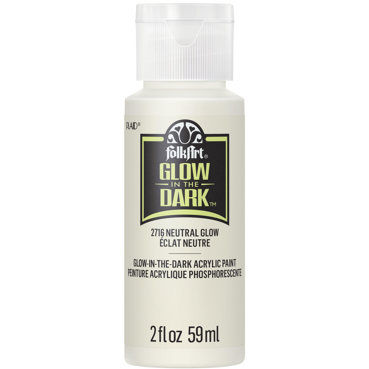 FolkArt Glow-in-the-Dark Acrylic Craft Paint, Matte Finish, Neutral, 2 fl oz