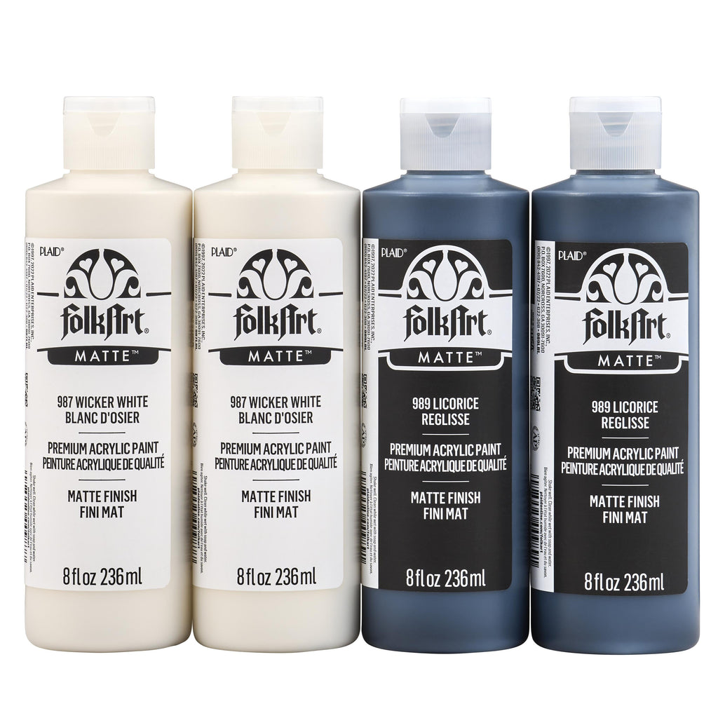 FolkArt Wicker White and Licorice Acrylic Craft Paint Set, 8 fl oz, Set of 4
