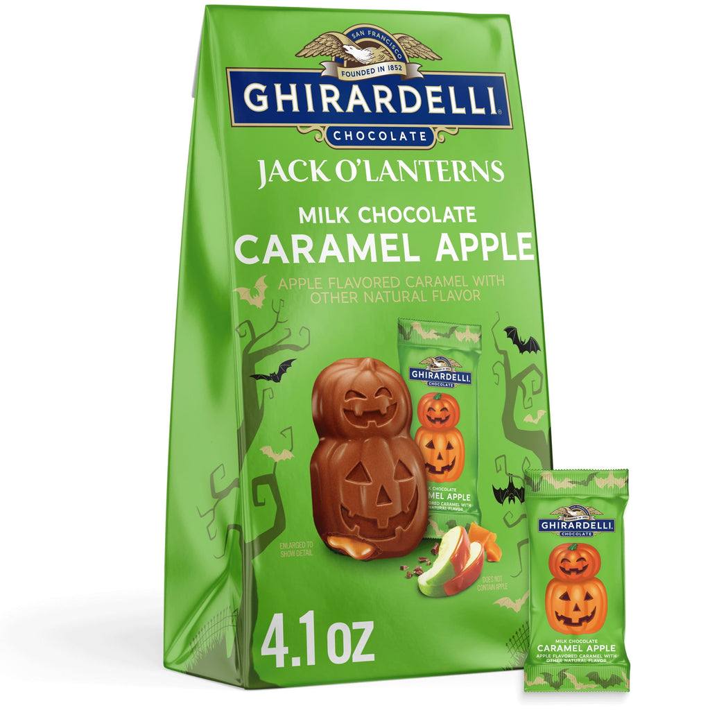 GHIRARDELLI Milk Chocolate Caramel Apple Jack O' Lanterns, 4.1 oz Bag