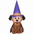 Gemmy Halloween Inflatable Dog in Witch Hat, 4 ft Tall, Multi