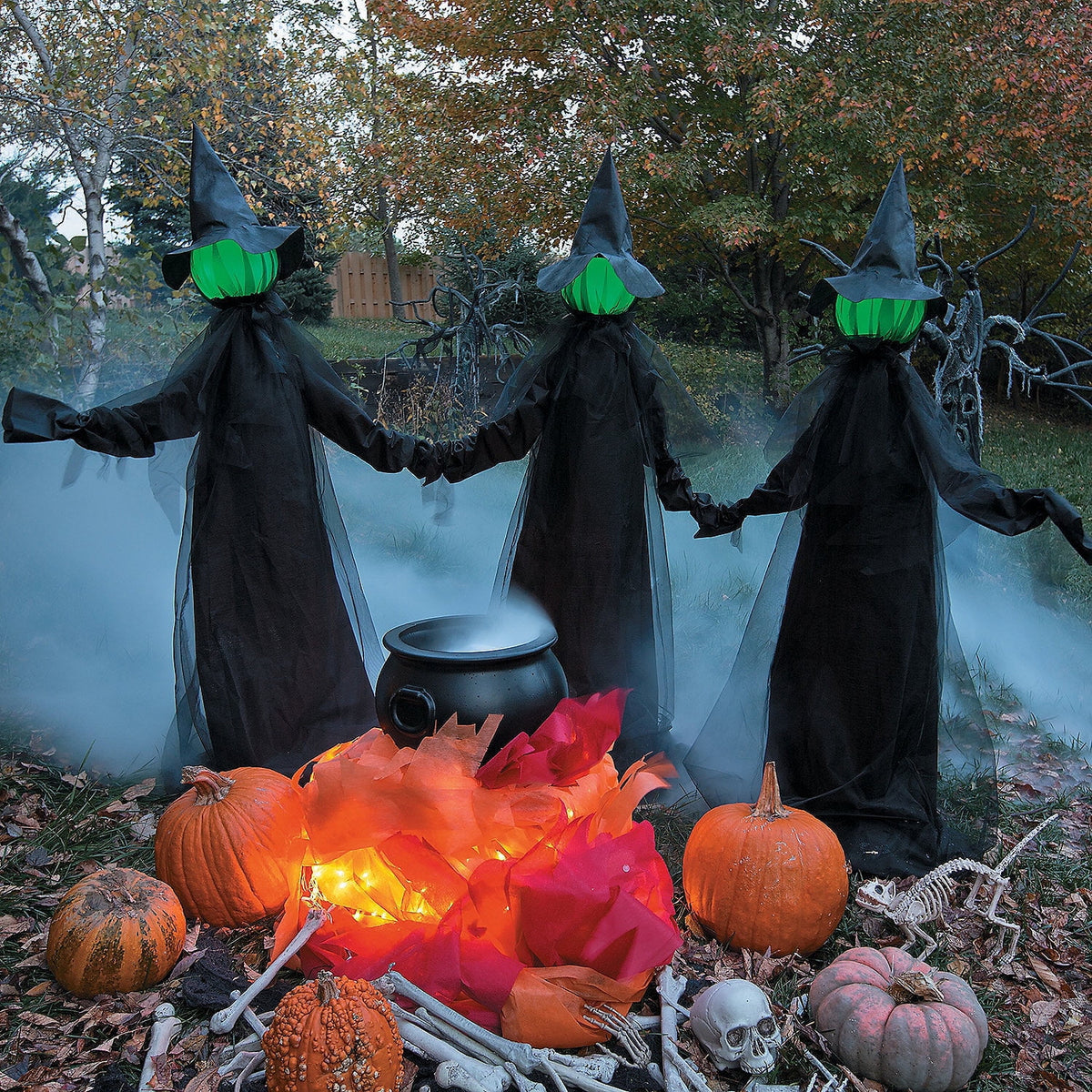 Glowing Face Witch Decor (Set Of 3) - Home Decor - 3 Pieces