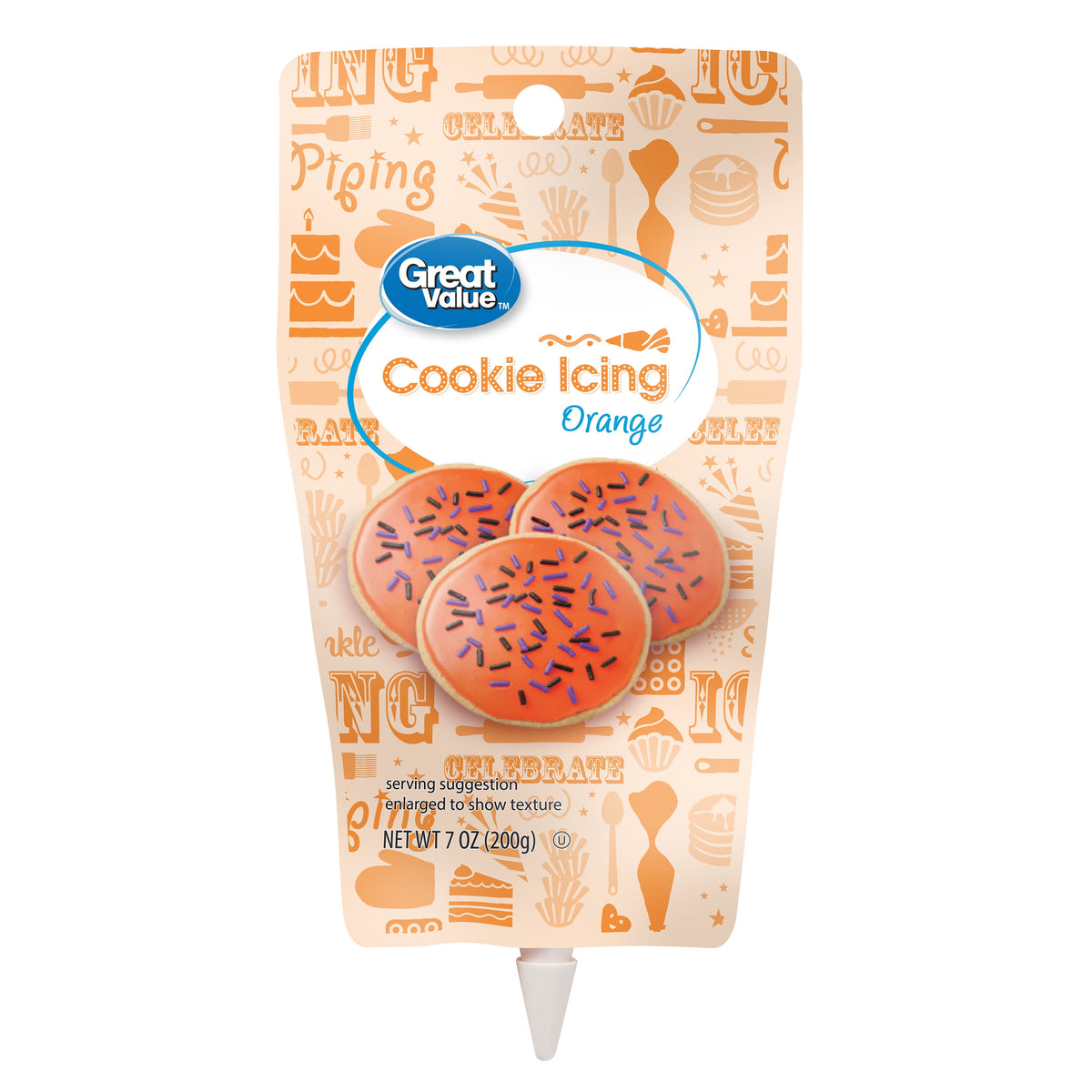 Great Value Cookie Icing, Orange, 7 oz