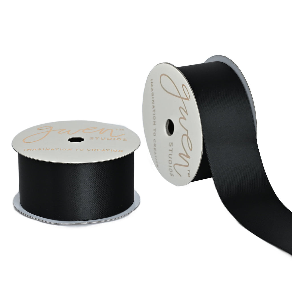 Gwen Studios 1.5" Black Satin Ribbon, 7 Yards