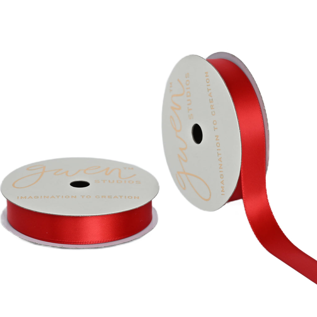 Gwen Studios 5/8" Red Satin Ribbon, 7 Yards