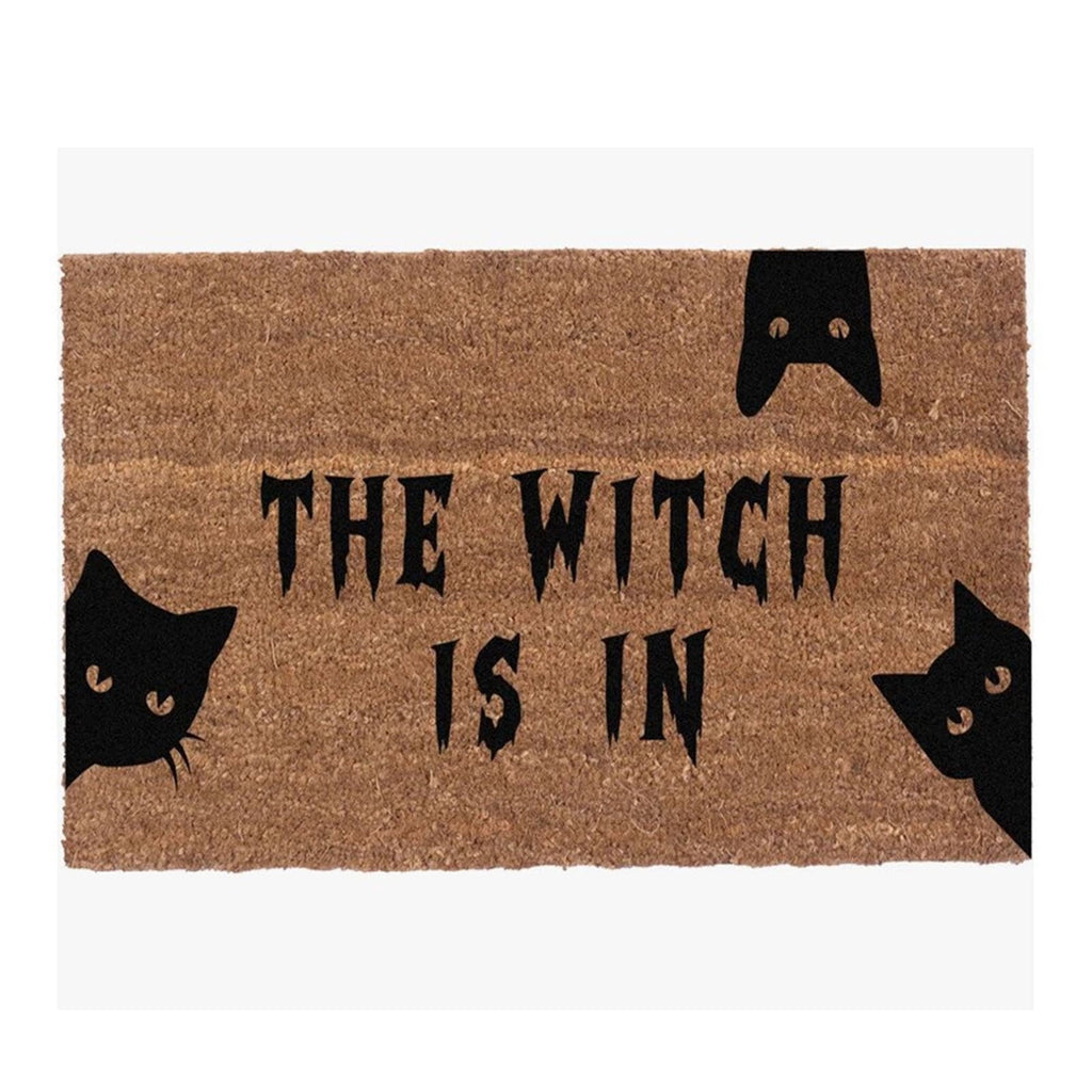 Halloween Black Cat Doormat Outdoor 23x15 Inch, Funny Welcome Mat | Non-Slip PVC Backing, No-bleed Stays Vibrant in Covered Outdoor Areas