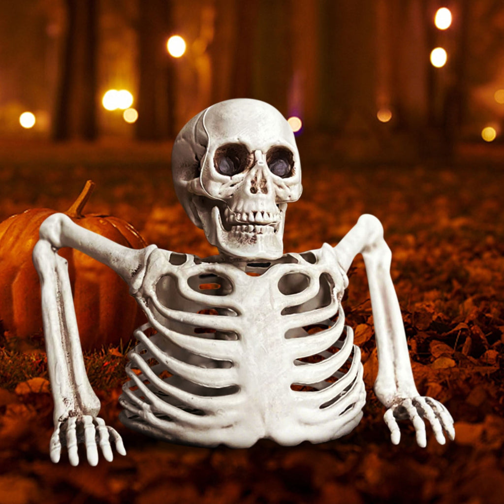Halloween Decoration Under $10 Tabletop White Plastic Half Skeleton Halloween Prop Decoration