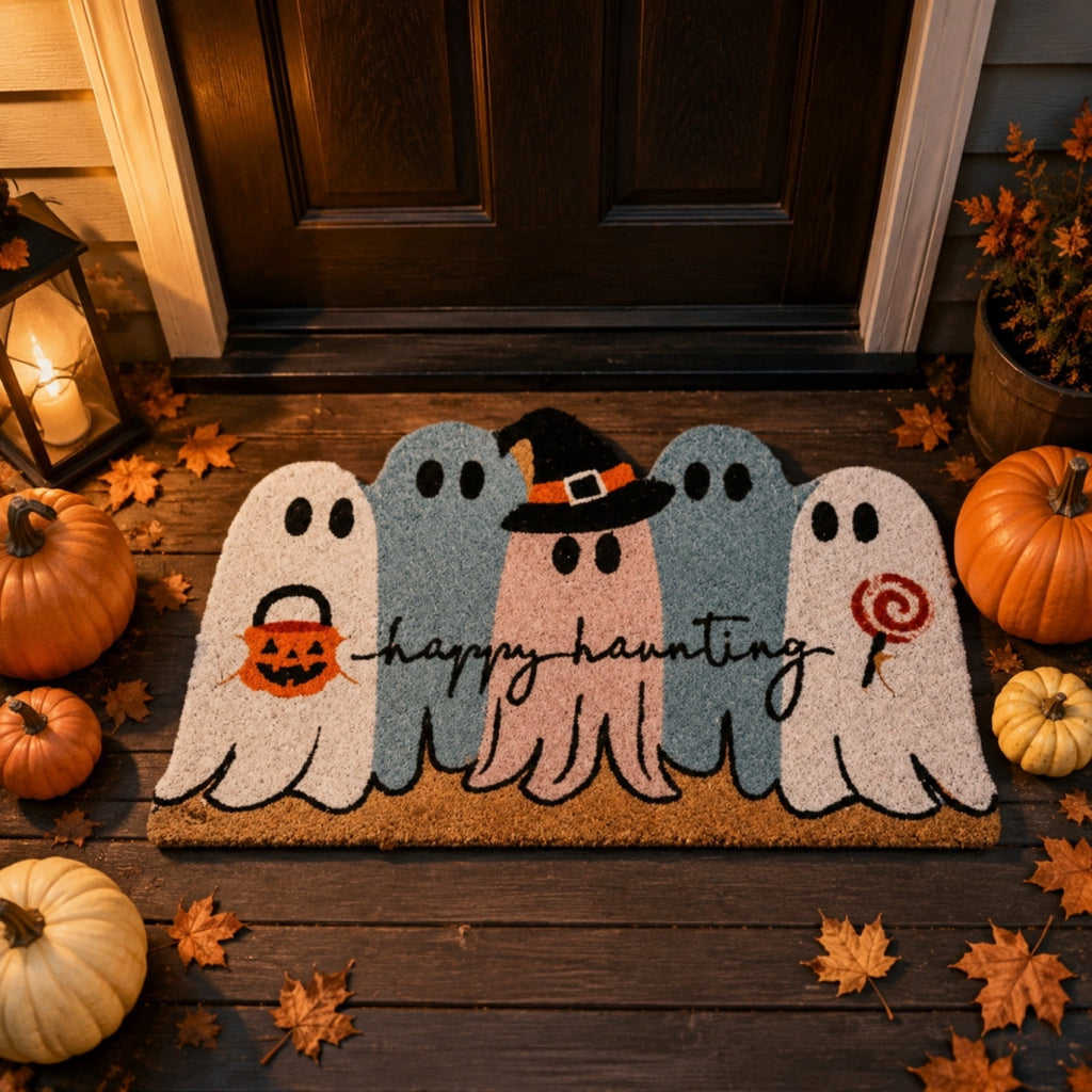 Halloween Ghost Shaped Entrance Doormat - Spooky Decorative Floor Mat Front Door Entry Rug for Porch Indoor Outdoor Home Door Decoration
