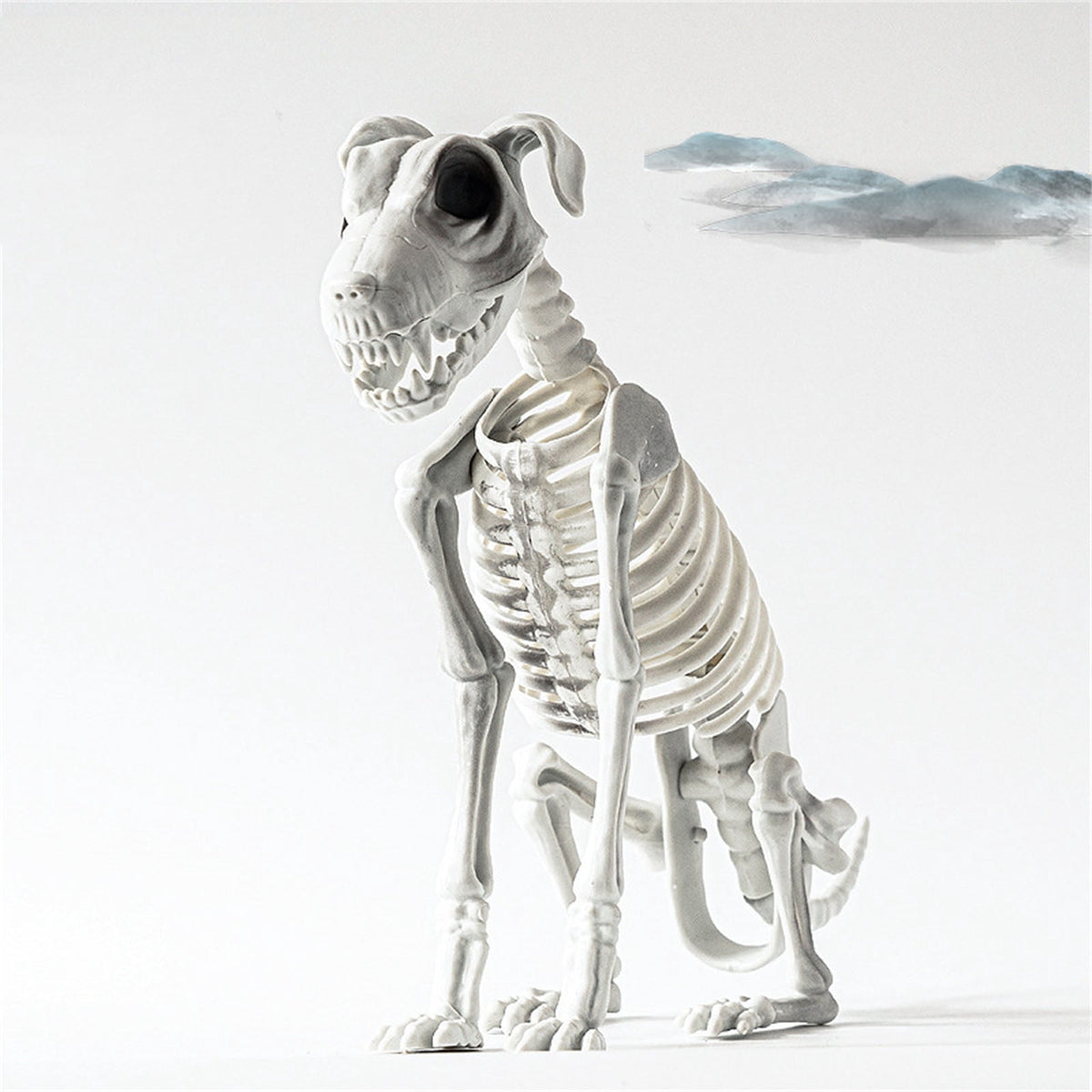 Halloween Sitting Dog Skeleton,Movable Mouth Joints Gothic Skeleton Animals Bones Sculptures,Halloween Scary Dog Skeleton Sculpture Decoration for Haunted Houses Indoor Outdoor