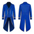 IBTOM CASTLE Men's Steampunk Vintage Tailcoat Jacket Gothic Medieval Victorian Frock Button Down Swallow Coat Uniform L Blue & Gold