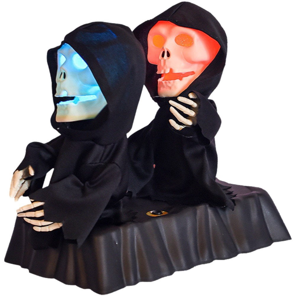 Jiibva Halloween Skeleton Animated Props for Indoor and Outdoor Dancing Skeleton Halloween Decoration Singing with LED Eyes Battery Operated Scary Skeleton Props